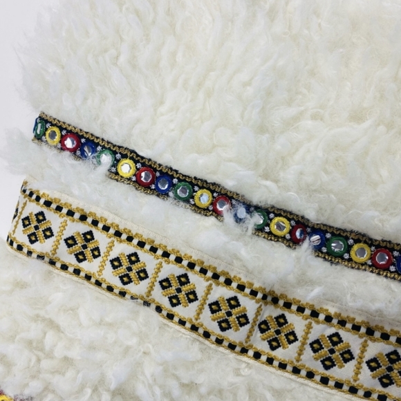 Zara Embroidered Embellished Shaggy Sweater Mongolian Shearling Fur Look - Picture 7 of 10